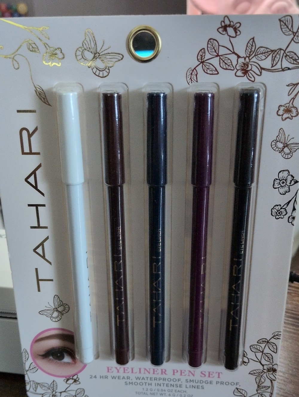 TAHARI Eyeliner Pen Set — White, Brown, Navy, Plum, Black